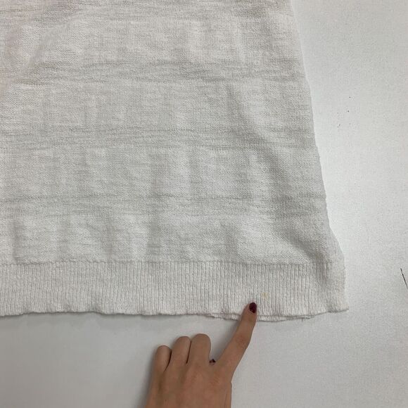 Lou & Grey Knit Tank Top Womens S Small White Striped Crew Neck Ribbed Trim - Picture 7 of 13